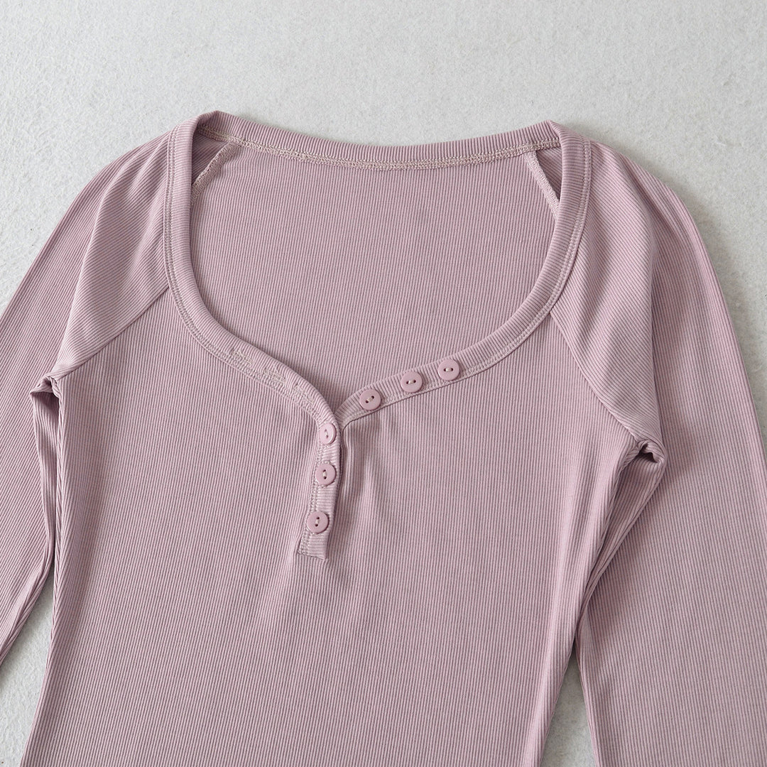 Damen Langarmshirt mit elegantem Knopfverschluss Drune