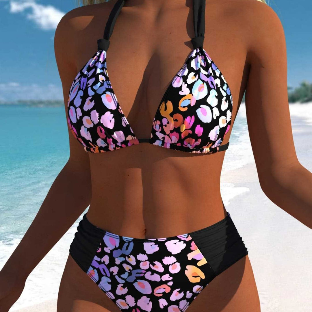 Damen Wickel-Bikini-Set mit floralem Design und hohem Bund Drune