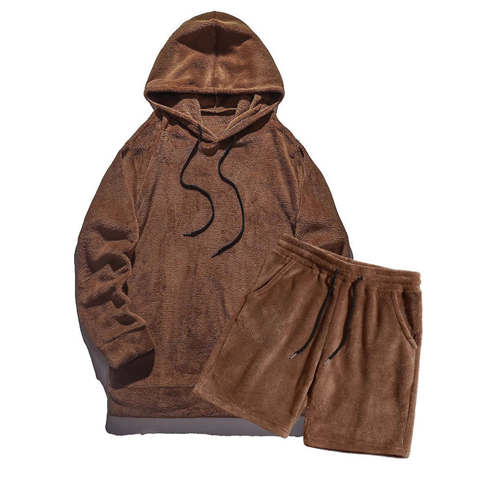 Herren Kuscheliges Hoodie-Shorts-Set Drune