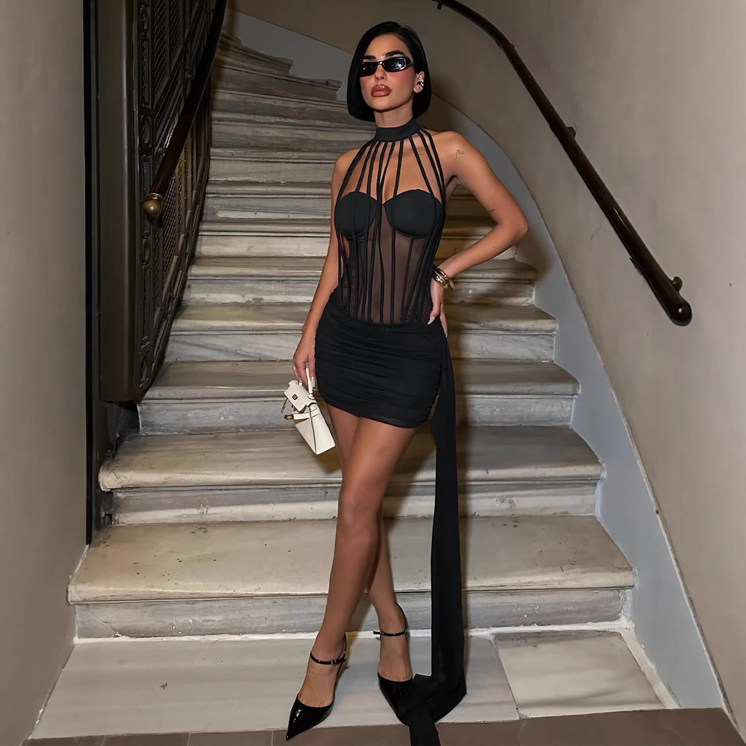 Damen Corsage mit transparenten Details und verführerischem Schlitzdesign Drune