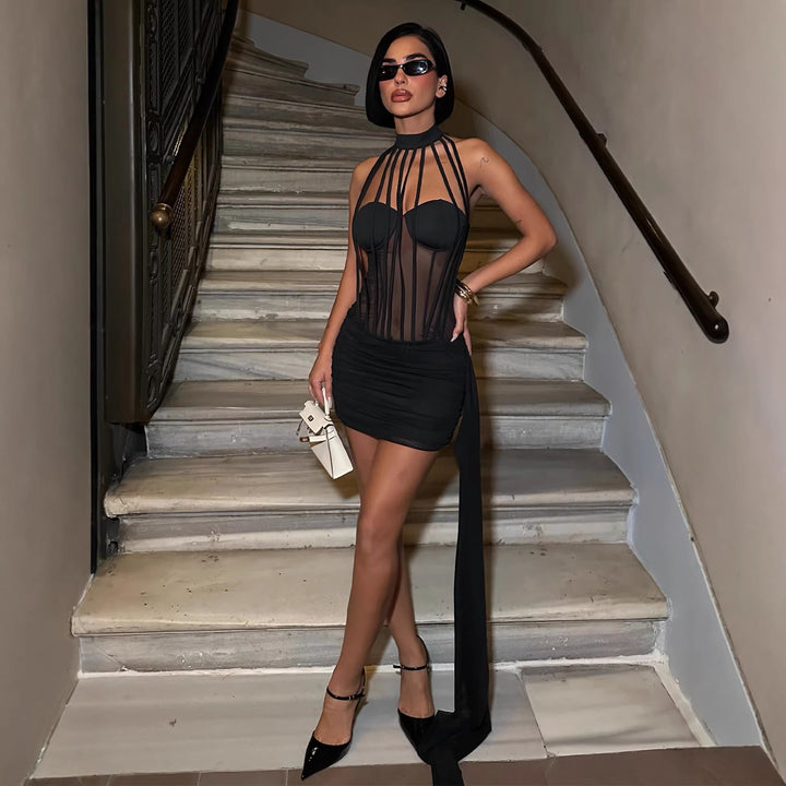 Damen Corsage mit transparenten Details und verführerischem Schlitzdesign Drune
