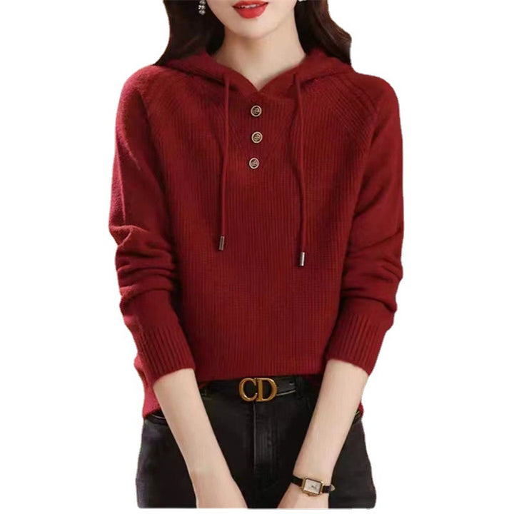 Damen Hoodie mit Knopfdetails und lässigem Schnitt Drune