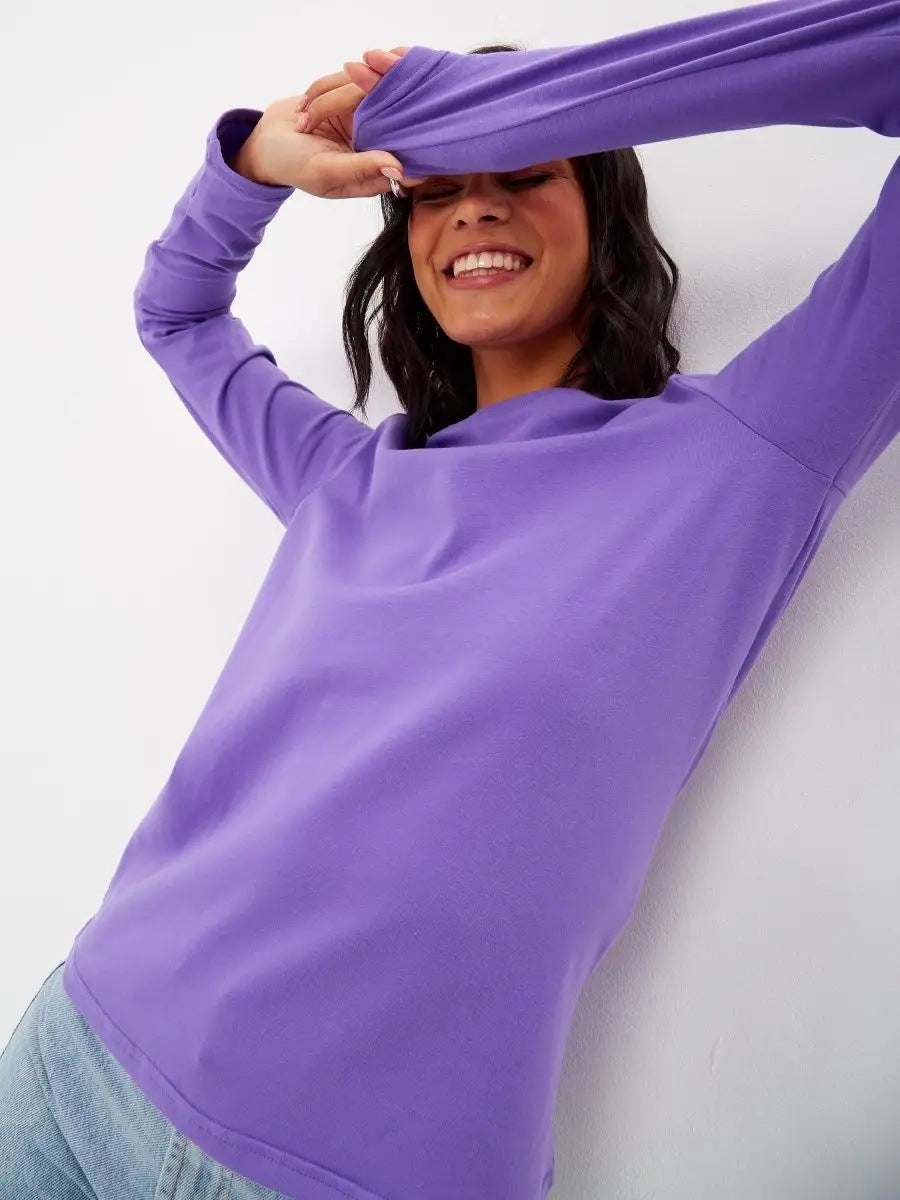 Damen Langarmshirt mit körperbetontem Schnitt und modischem Design Drune