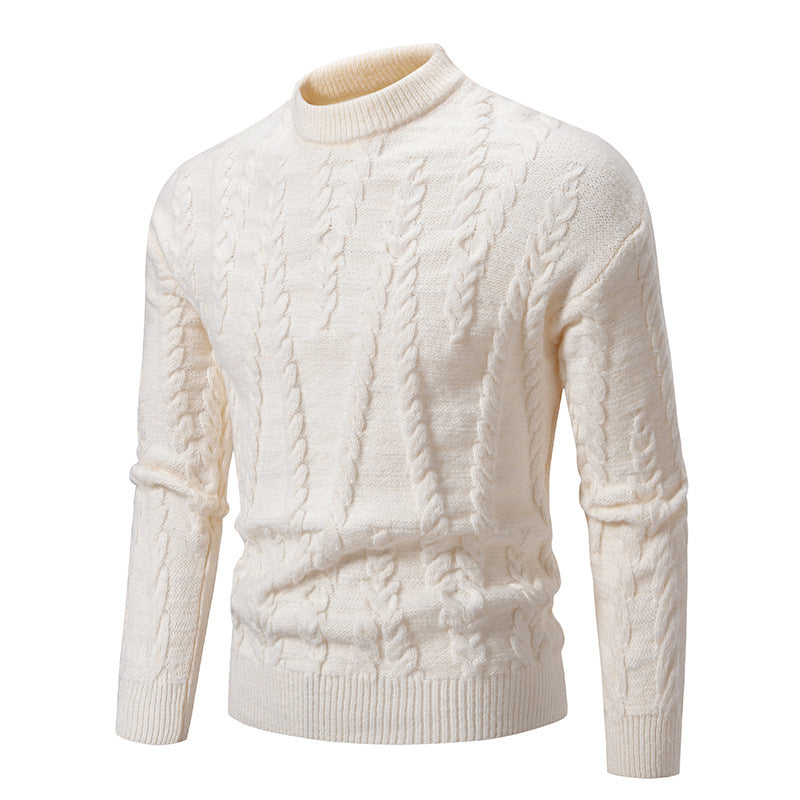Herren Strickpullover mit Zopfmuster und hohem Kragen Drune