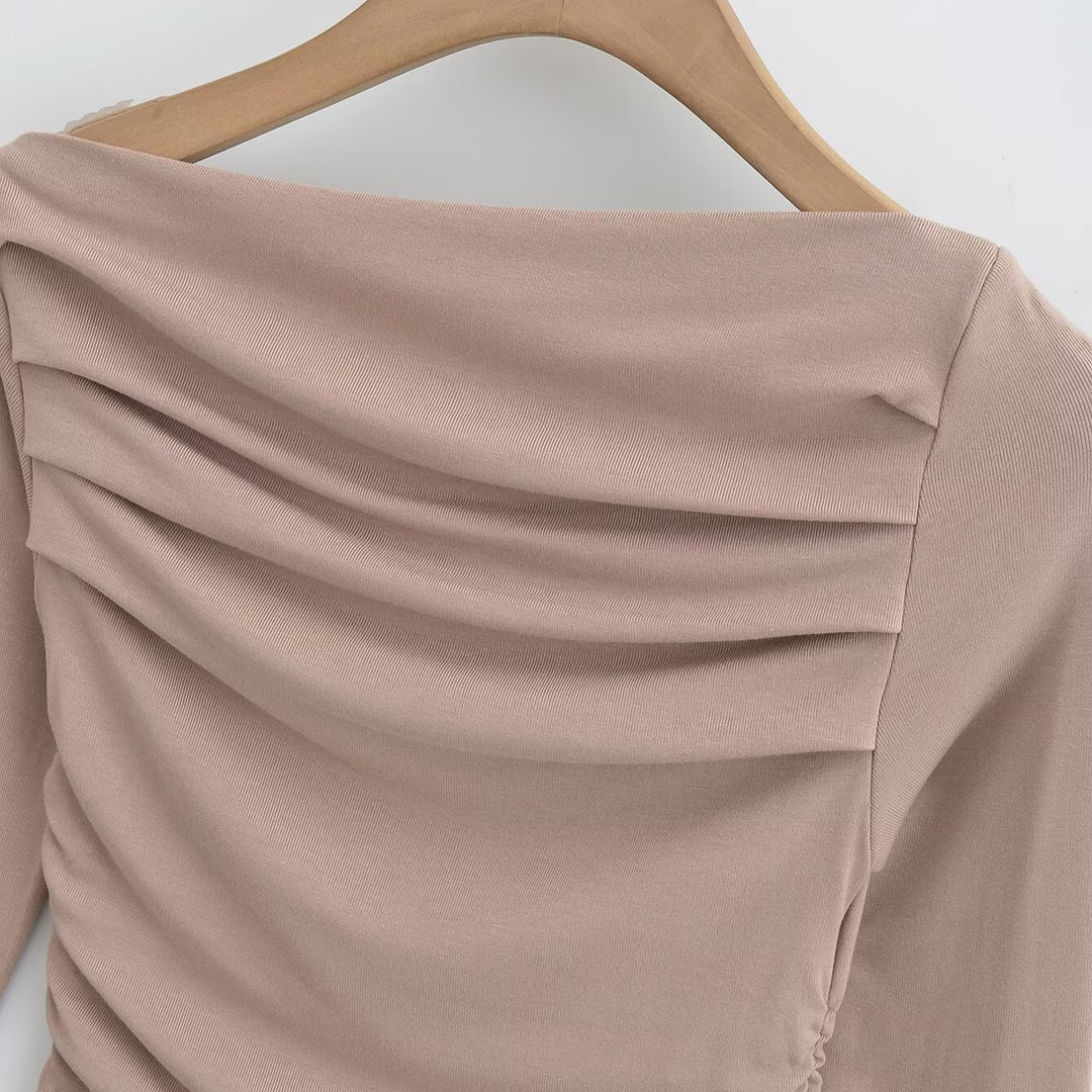 Damen Langarmshirt mit eleganter Drapierung Drune