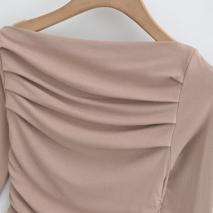 Damen Langarmshirt mit eleganter Drapierung Drune