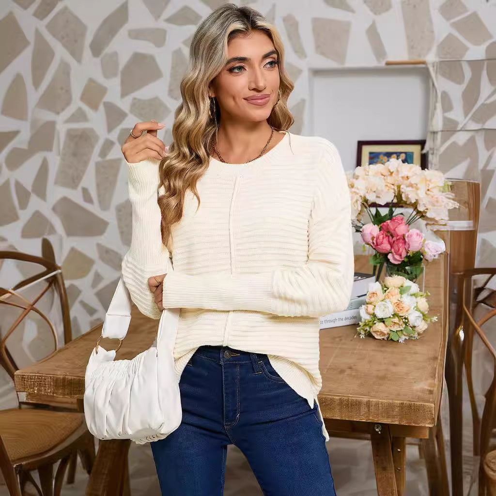 Damen Strickpullover mit feiner Rippstruktur und lässigem Schnitt Drune