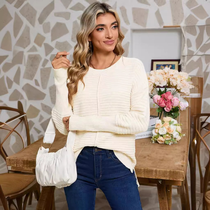 Damen Strickpullover mit feiner Rippstruktur und lässigem Schnitt Drune