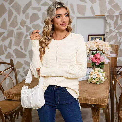 Damen Strickpullover mit feiner Rippstruktur und lässigem Schnitt Drune
