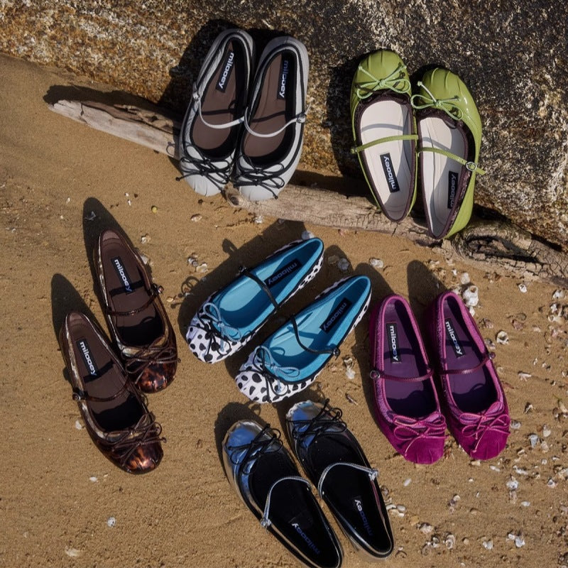 Damen Ballerinas mit modischem Punktmuster und komfortablem Fußbett Drune