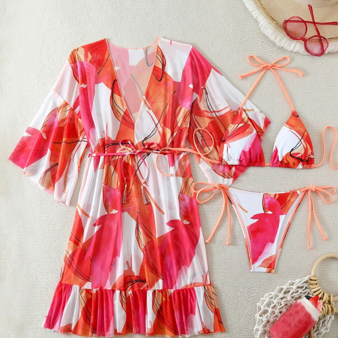 Damen Bikiniset mit floralem Kaftan Drune