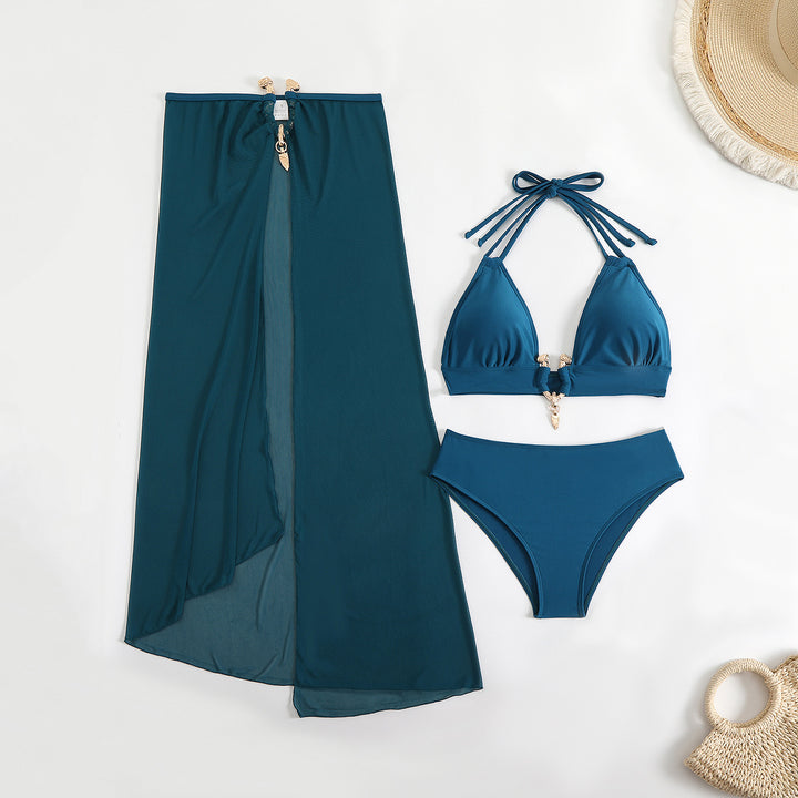 Damen Stilvolles Bikini-Set mit transparentem Strandrock Drune