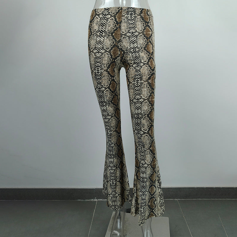 Damen Flared Leggings im animalischen Tigerstrick-Waschung Drune