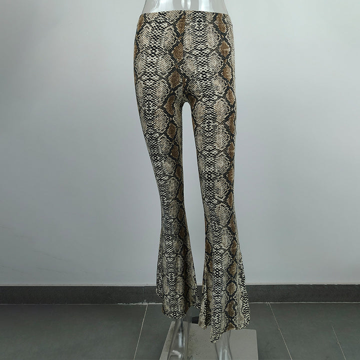 Damen Flared Leggings im animalischen Tigerstrick-Waschung Drune