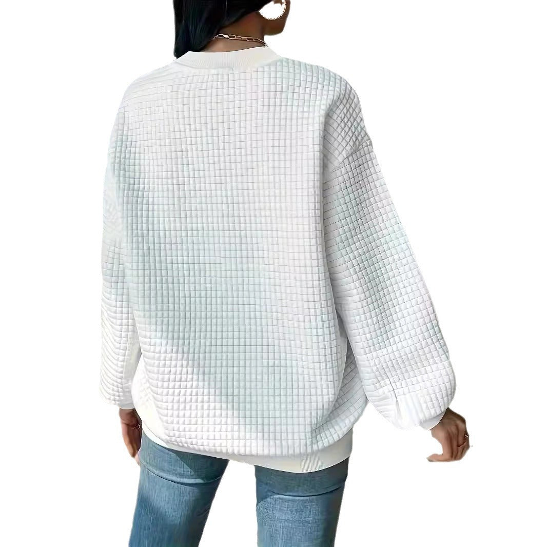 Damen Pullover mit strukturiertem Waffeldesign und lässigem Schnitt Drune