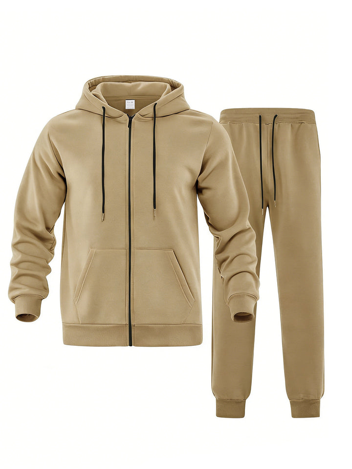 Herren nan zweiteiliges Jogginganzug-Set mit durchgehendem Reißverschluss Kapuzenjacke und taillierter Jogginghose Drune