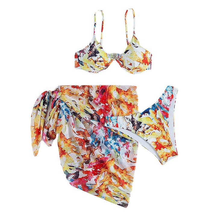 Damen Bikini-Set mit floralem Design und modischem Wickelrock Drune