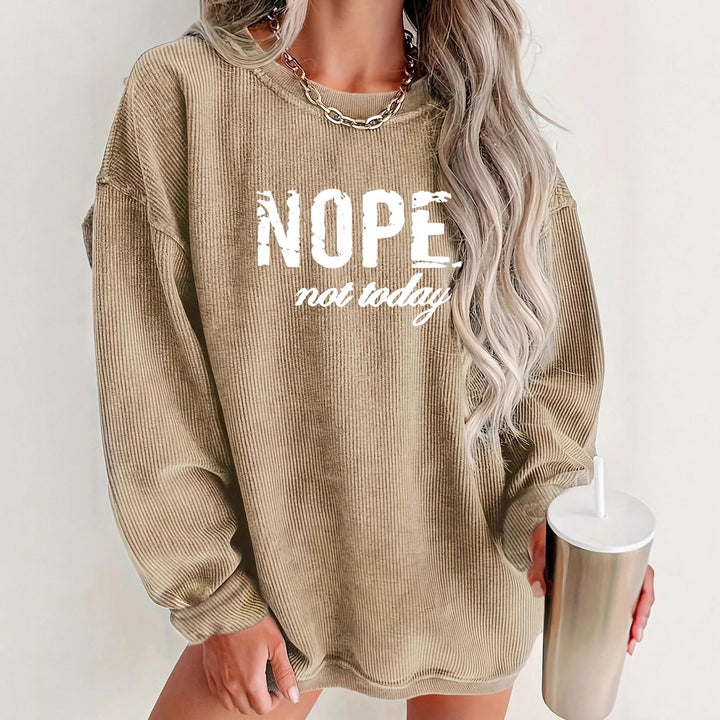 Damen lässiger Sweatshirt mit strukturiertem Stoff und auffälligem Spruch Drune
