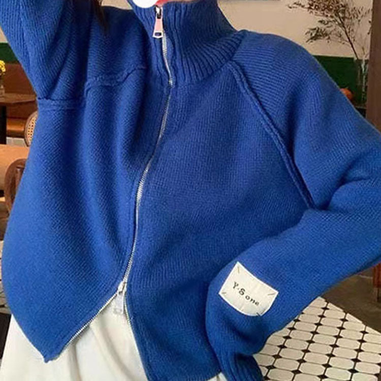 Damen Strickjacke mit hochwertigem Reißverschluss und Stehkragen Drune
