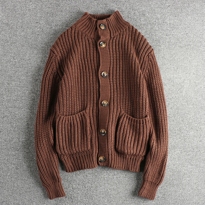 Damen Strickjacke mit großen Taschen und Knopfverschluss Drune
