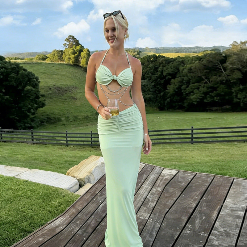 Damen Elegantes Wickelkleid mit geknotetem Oberteil und figurbetontem Schnitt Drune
