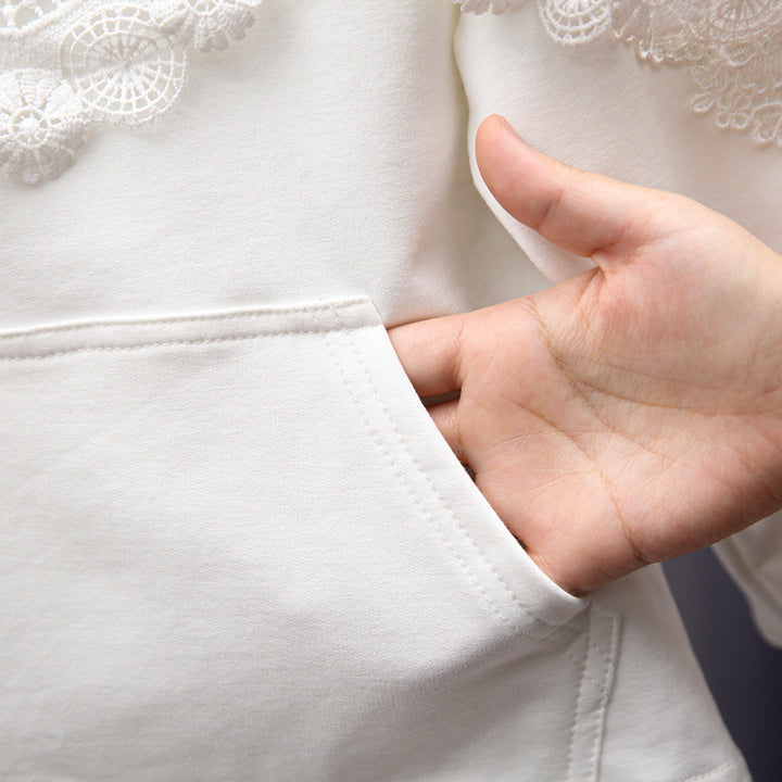 Damen Sweatshirt mit verlunter Spitze Drune