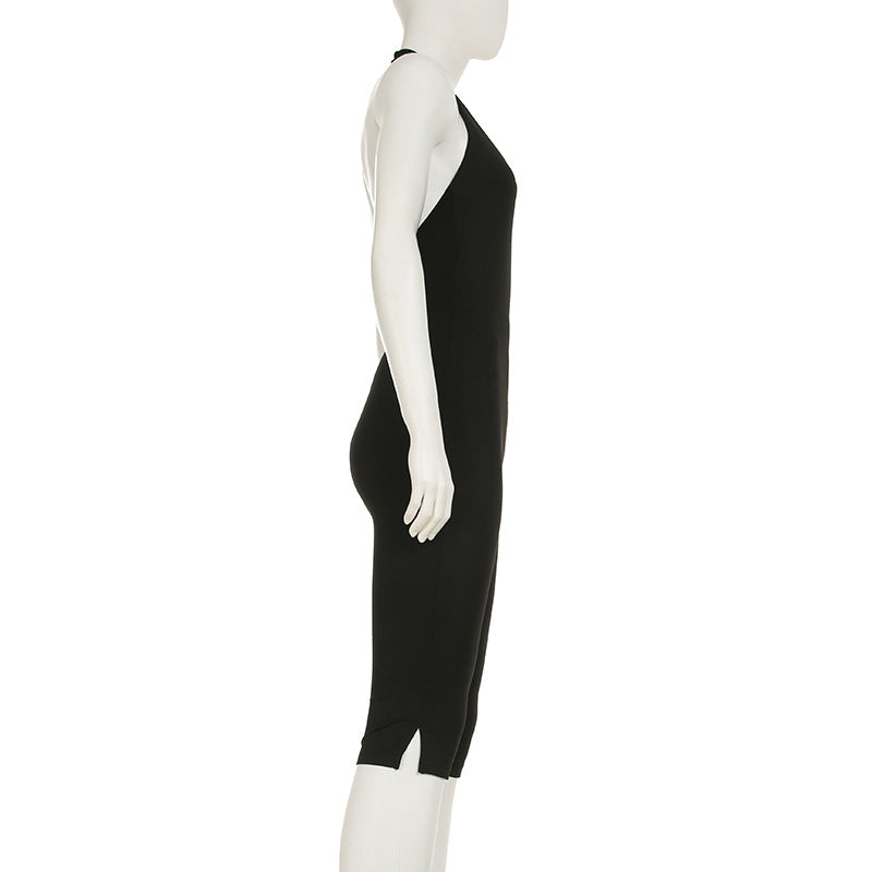 Damen körperbetonter Jumpsuit mit tiefem Rückenausschnitt und reinem Design Drune