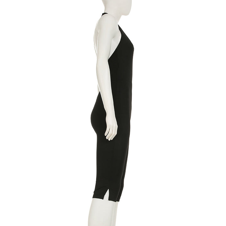 Damen körperbetonter Jumpsuit mit tiefem Rückenausschnitt und reinem Design Drune