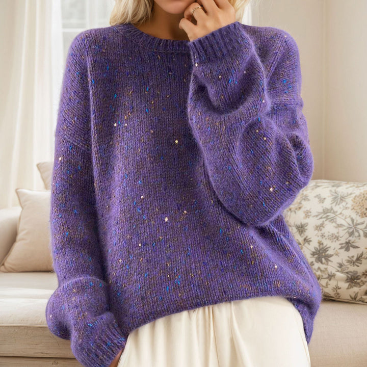 Damen Kuscheliger Strickpullover mit funkelnden Akzenten und lässigem Schnitt Drune
