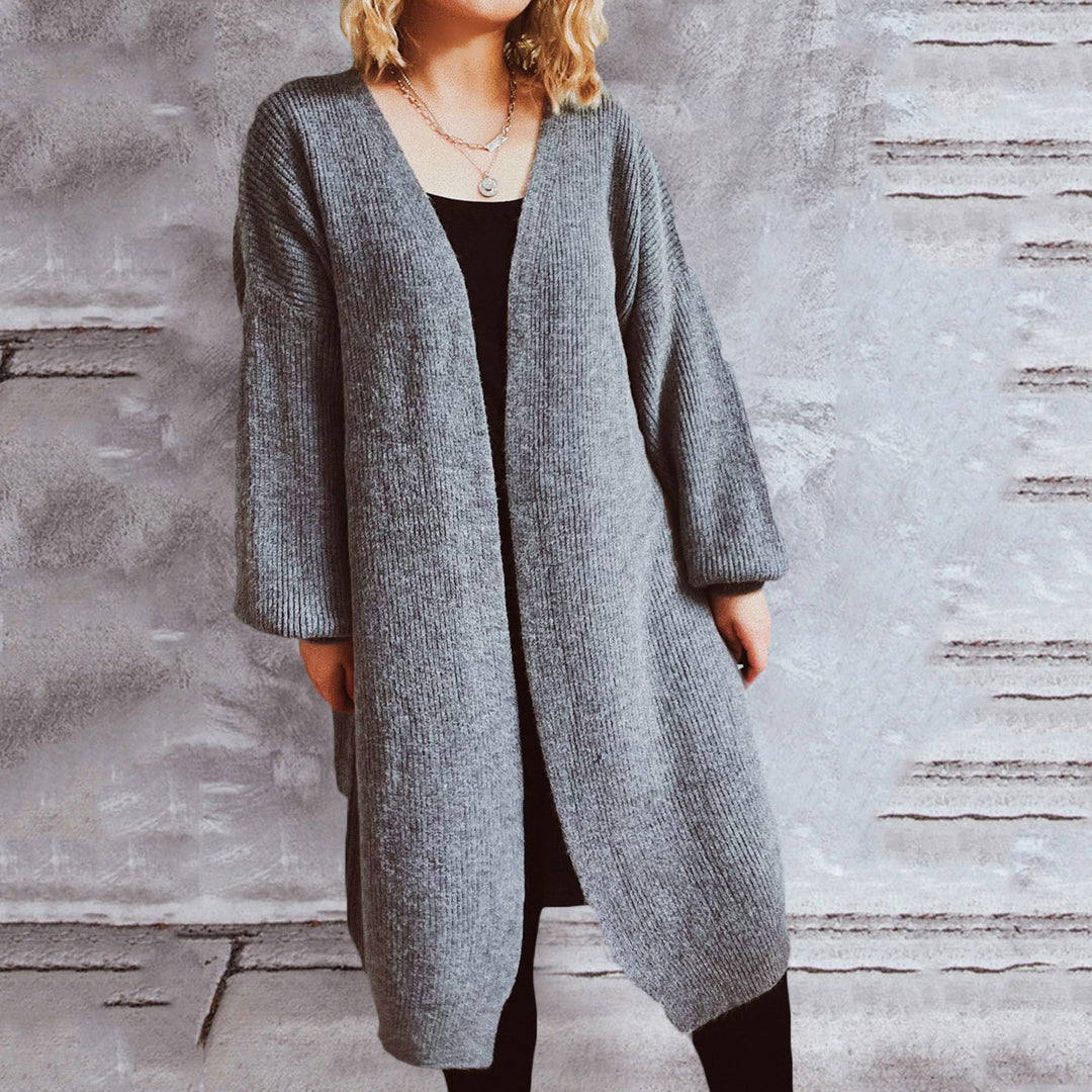 Damen lässiger Strickcardigan mit lässigen Oversize-Ärmeln und offenem Schnitt Drune