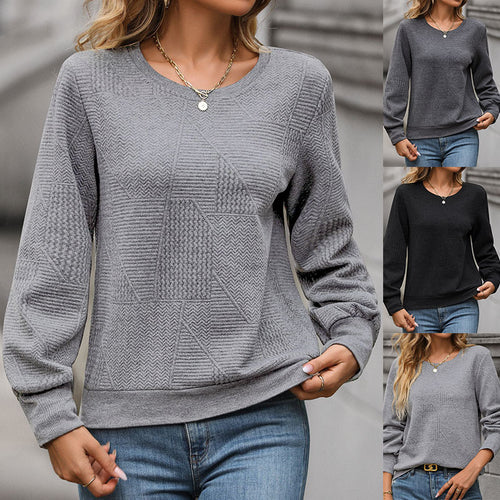 Damen lässiger Pullover mit strukturiertem Waffelmuster Drune