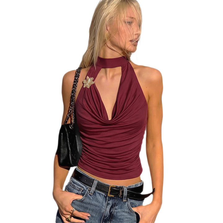 Damen Elegantes Wickeltop mit Raffungen Drune