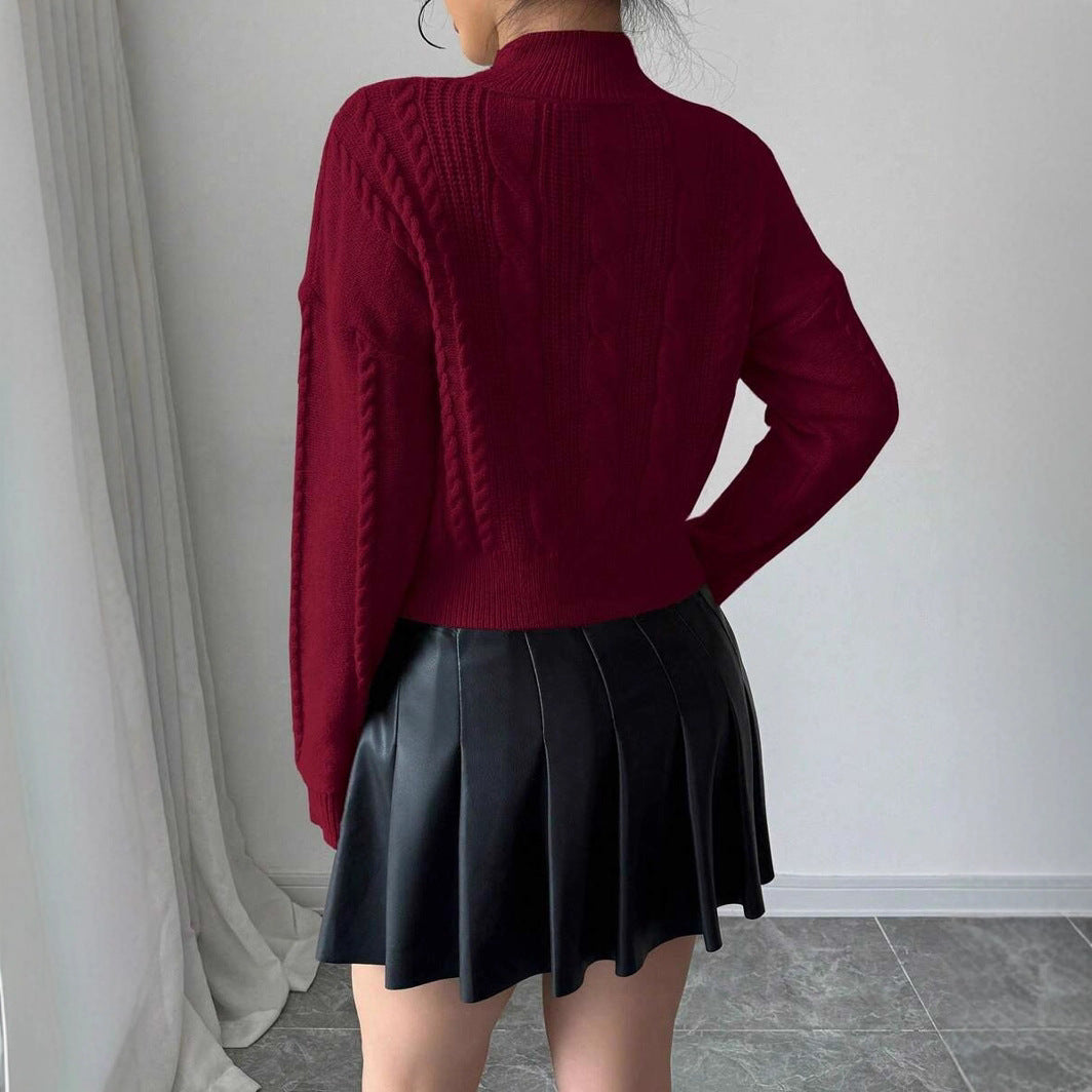Damen Strickpullover mit dekorativen Schleifenelementen und hochkochgedämpftem Kragen Drune