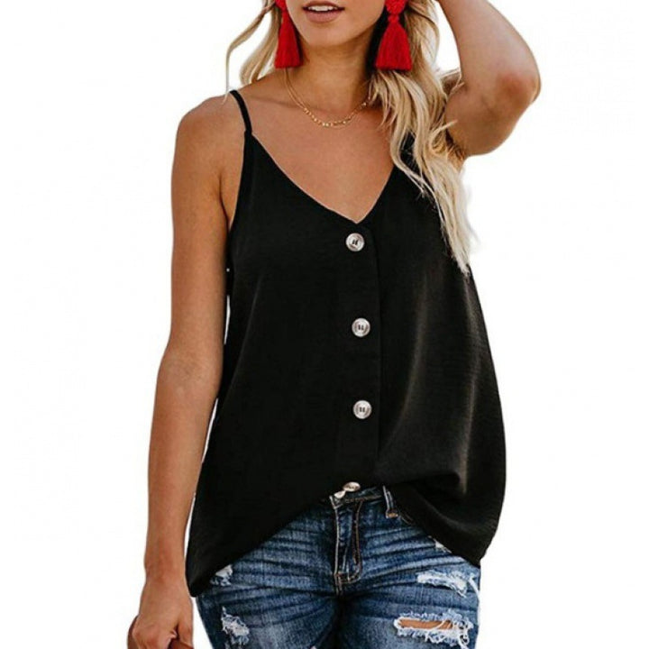 Damen Top mit Knopfdetail und verstellbaren Spaghettiträgern Drune