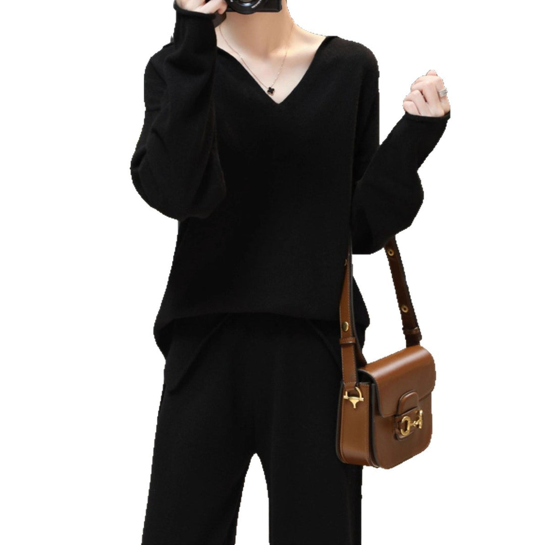 Damen bequemer V-Ausschnitt Pullover mit lässigem Schnitt und weicher Textur Drune