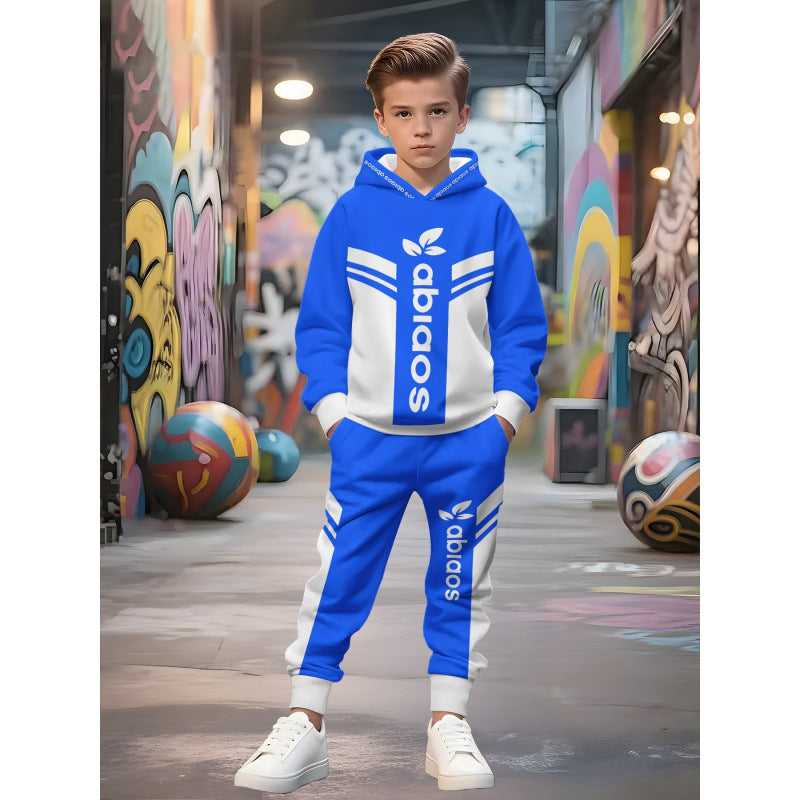 Unisex nan Kinder Jogginganzug mit Kapuzenpullover und detailreichem Auto-Print Drune