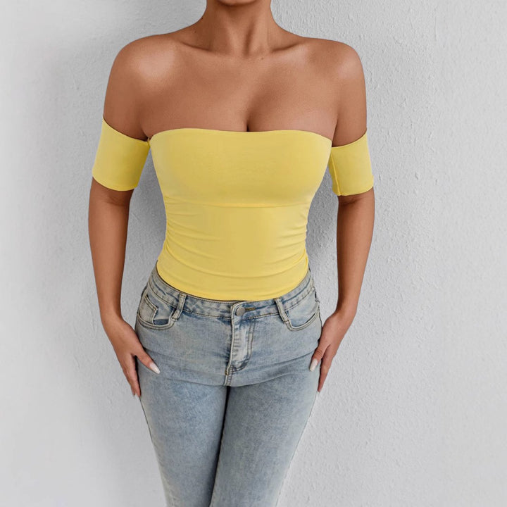 Damen Off-Shoulder Bluse aus elastischem Material mit figurformendem Schnitt Drune