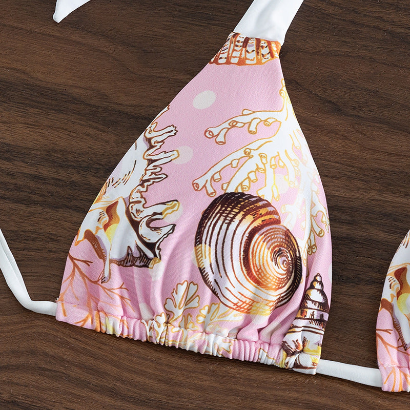 Damen Triangel-Bikini mit trendigem Muschelmuster und raffinierten Trägern Drune