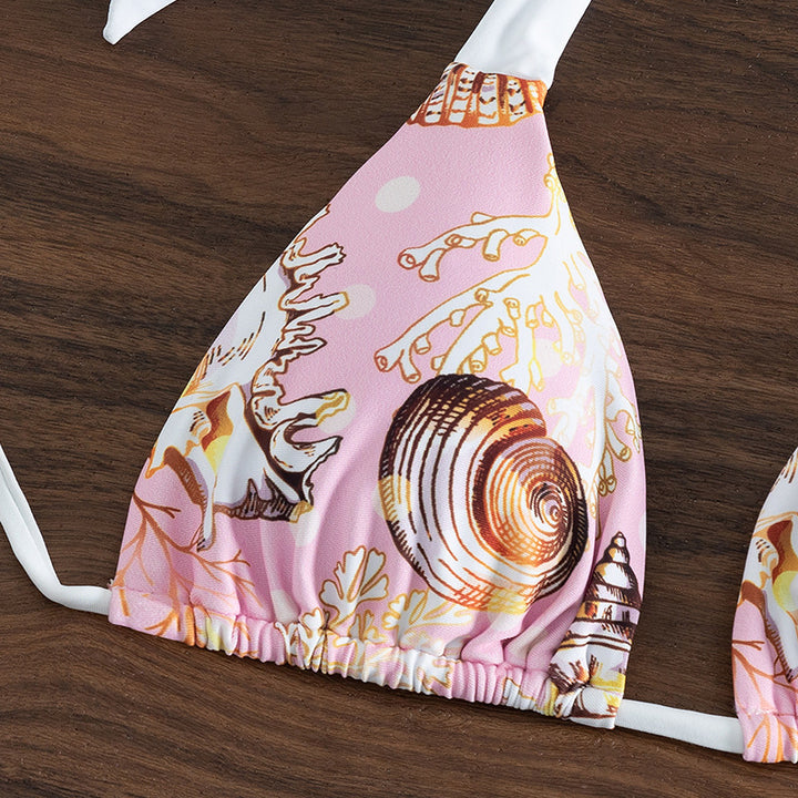 Damen Triangel-Bikini mit trendigem Muschelmuster und raffinierten Trägern Drune