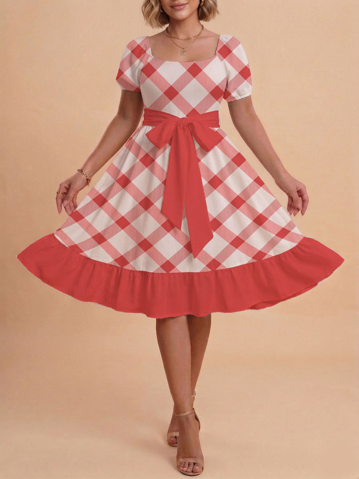 Damen Verspieltes Maxikleid mit Bärenmuster und taillierbarem Band Drune