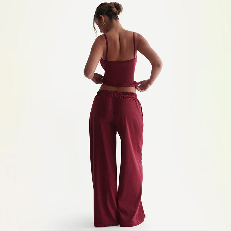 Damen Gemütliches und stylisches Lounge-Set mit weitem Bein und Trägeroberteil Drune