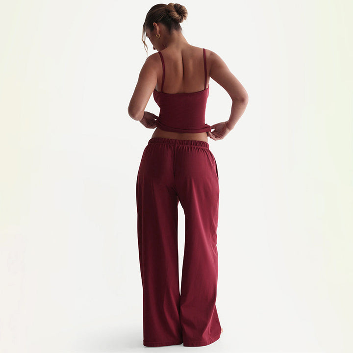 Damen Gemütliches und stylisches Lounge-Set mit weitem Bein und Trägeroberteil Drune