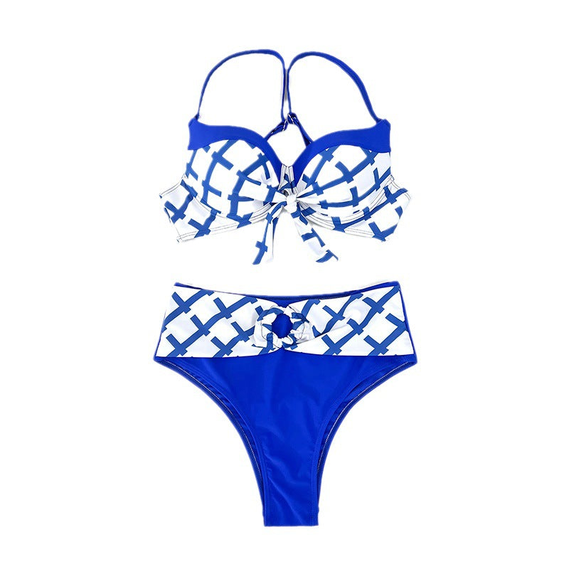 Damen Bikini-Set mit elegantem Knoten-Design und Hochbund Drune