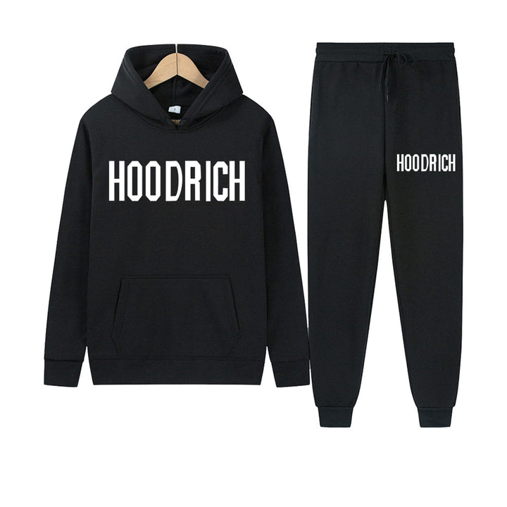 Damen Sportliches Hoodie- und Jogginghose-Set mit kontrastierendem Logo Drune