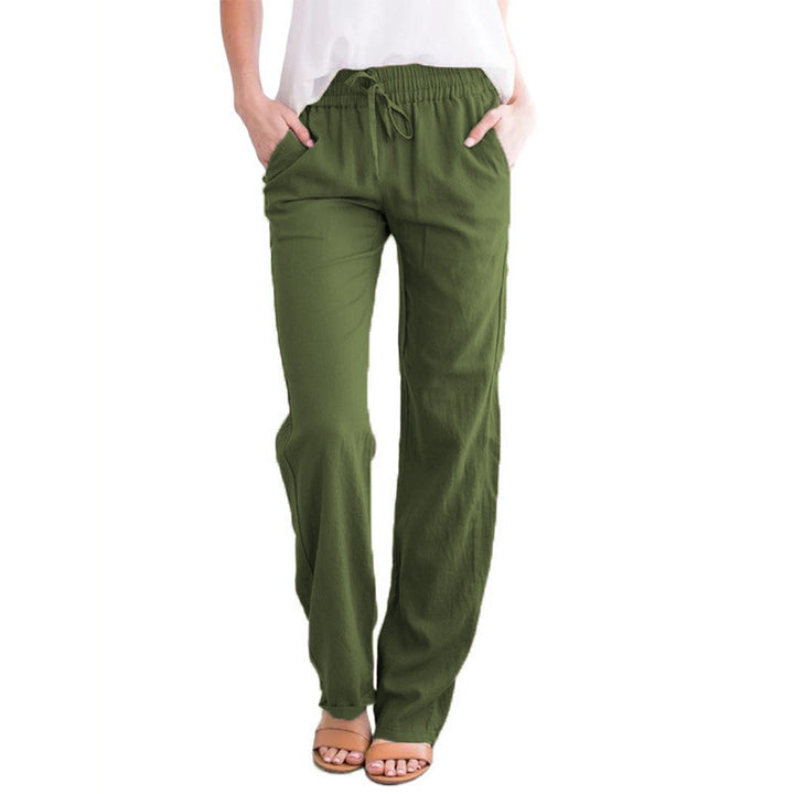 Damen Weite Leinenhose mit elastischem Bund und praktischen Seitentaschen Drune