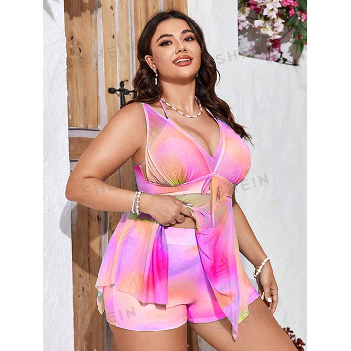 Damen Bikiniset mit fließendem Überwurf und verstellbaren Trägern Drune