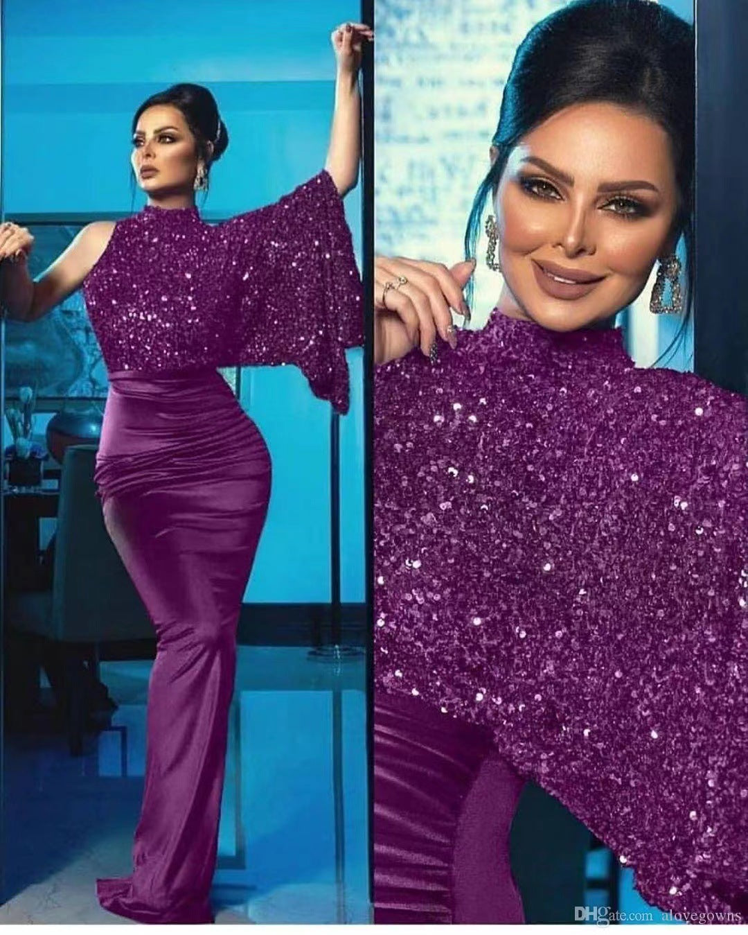 Damen Glamouröses Abendkleid mit schimmerndem Oberteil und elegantem Schnitt Drune