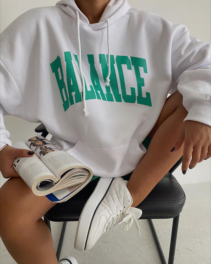 Damen Oversized Kapuzenpullover mit auffälligem Logo Drune