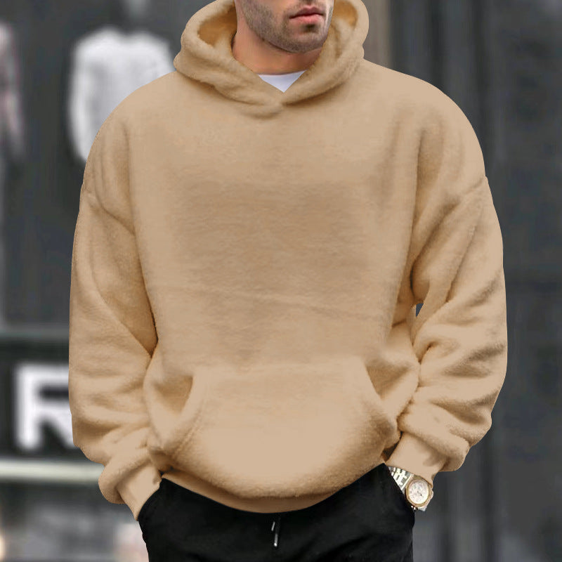 Herren nan oversized Fleece-Kapuzenpullover mit Kängurutasche und dropped shoulders Drune