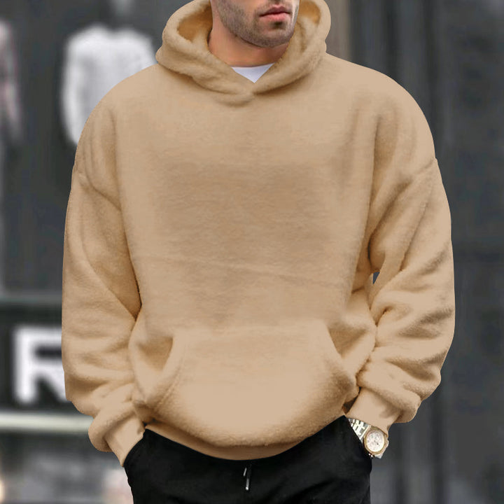 Herren nan oversized Fleece-Kapuzenpullover mit Kängurutasche und dropped shoulders Drune